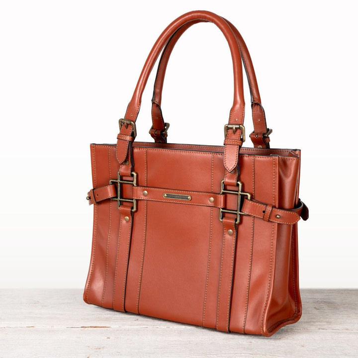 Paddock -  Halter Tote Luxury Leather Handbag in Cognac