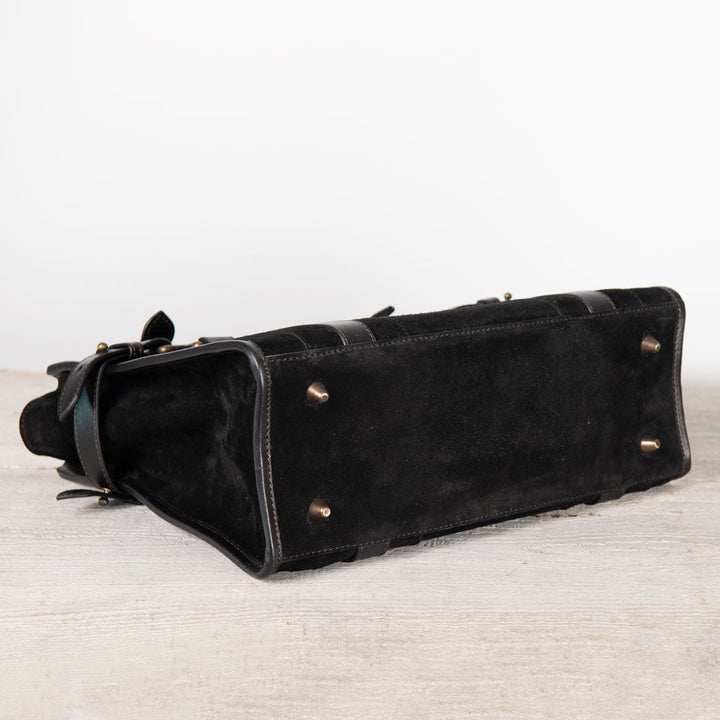Paddock -  Halter Tote Luxury Leather Handbag in Black on Black
