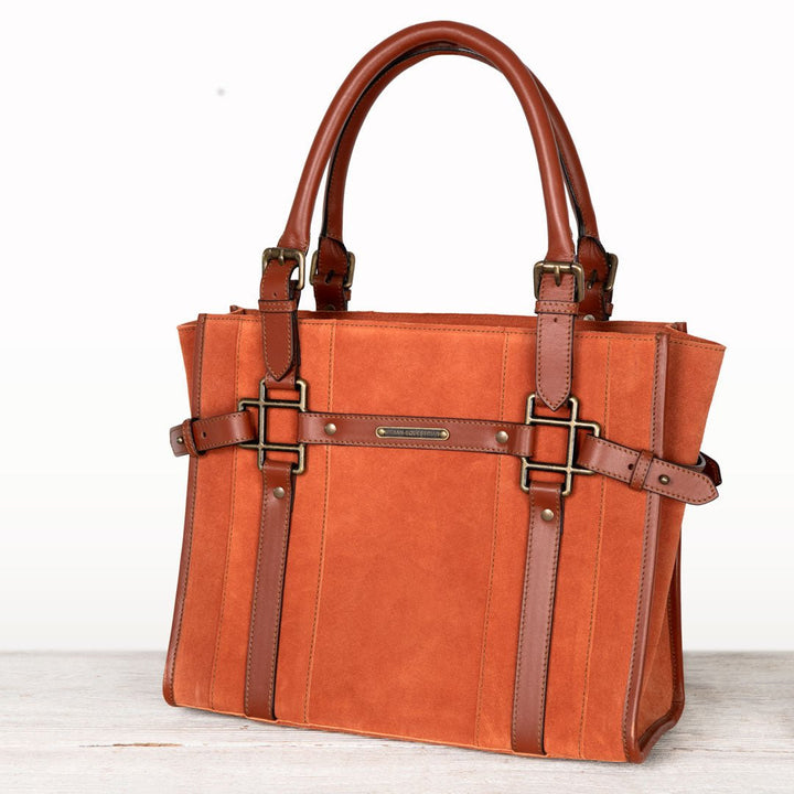 Paddock -  Halter Tote Luxury Leather Handbag in Cognac on Cognac