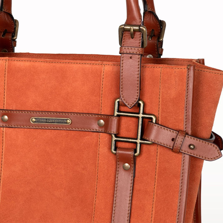 Paddock -  Halter Tote Luxury Leather Handbag in Cognac on Cognac