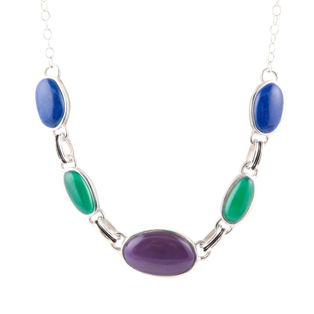 Peacock Purple Agate Multistone Necklace