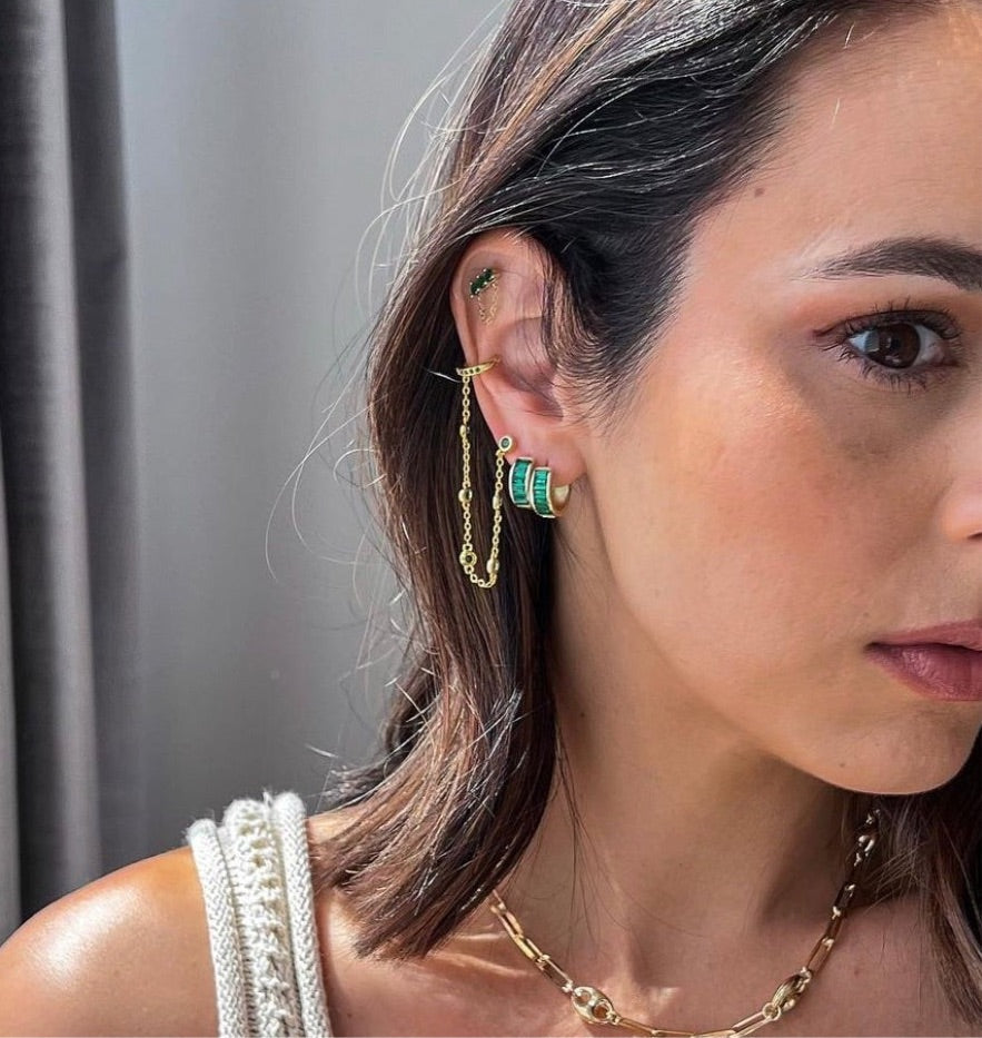 Peyton Emerald Cz Huggies from KADOU Boutique