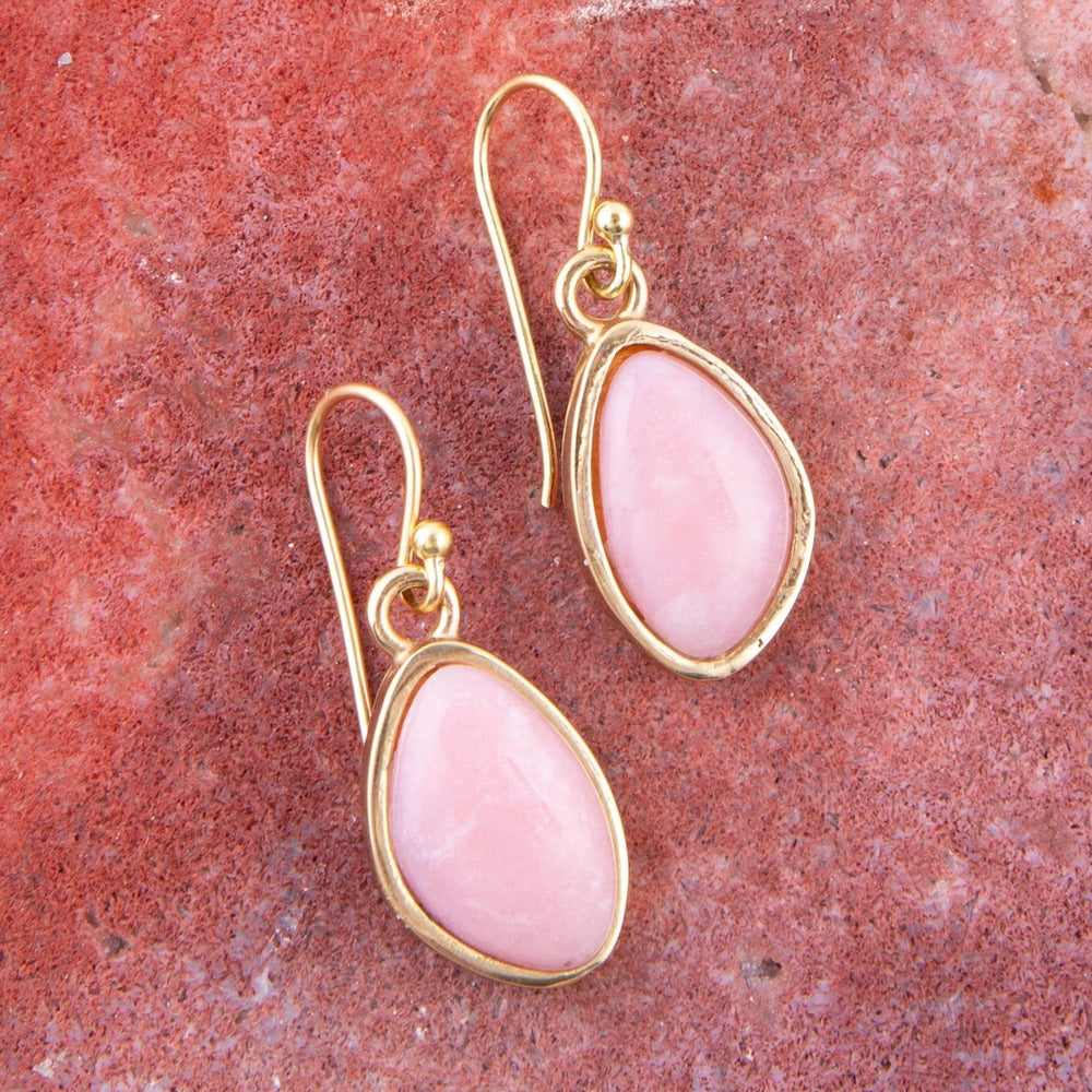 Pink Opal Golden Drop Earrings from KADOU Boutique