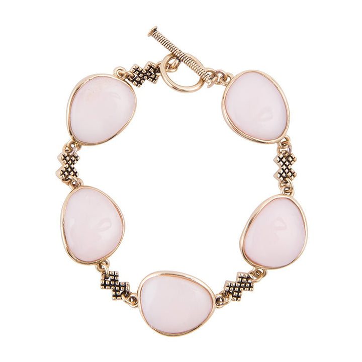 Aruba Pink Opal Golden Link Toggle Bracelet