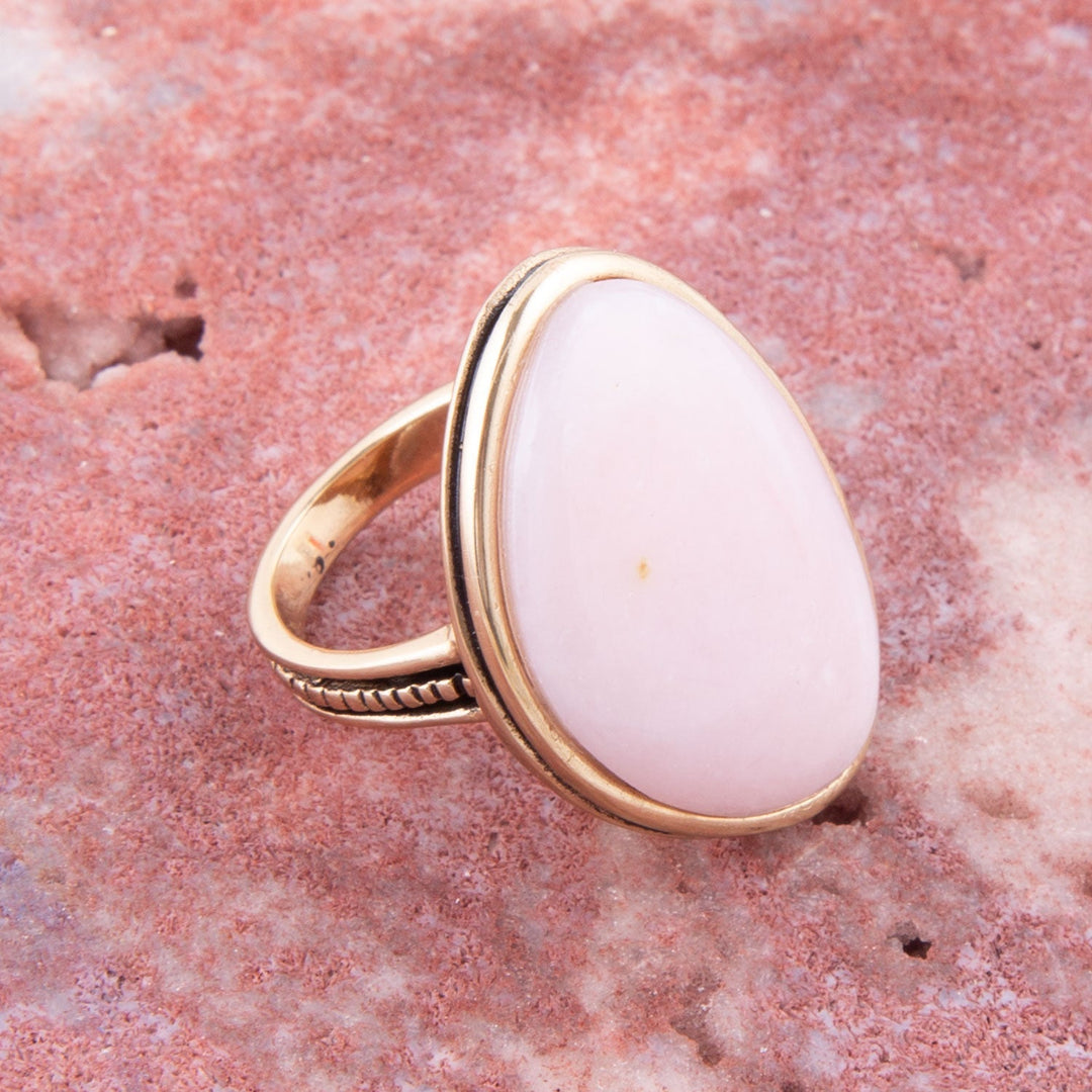 Pink Opal Golden Statement Ring from KADOU Boutique