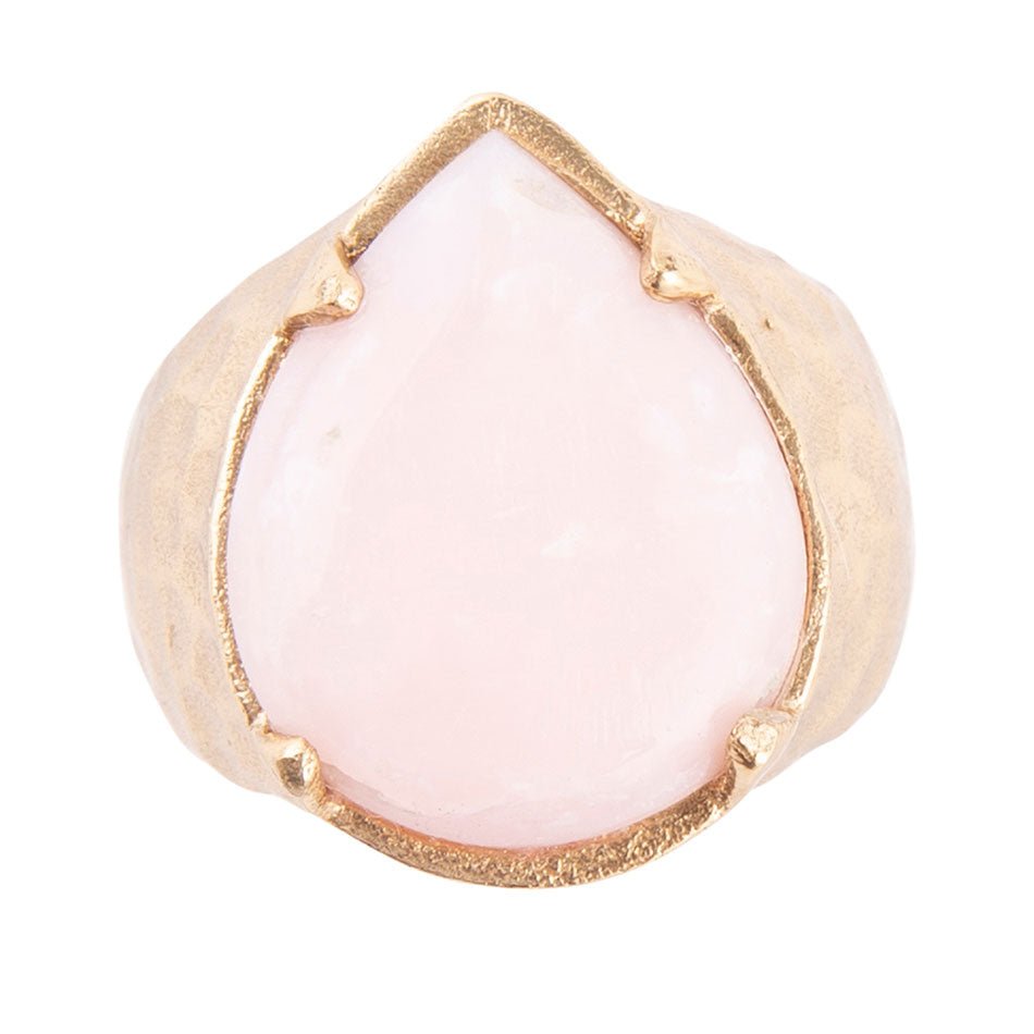 Pink Opal Golden Teardrop Ring from KADOU Boutique