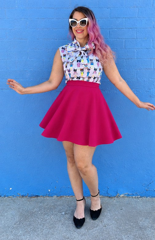 Harper Skater Skirt in Pink from KADOU Boutique
