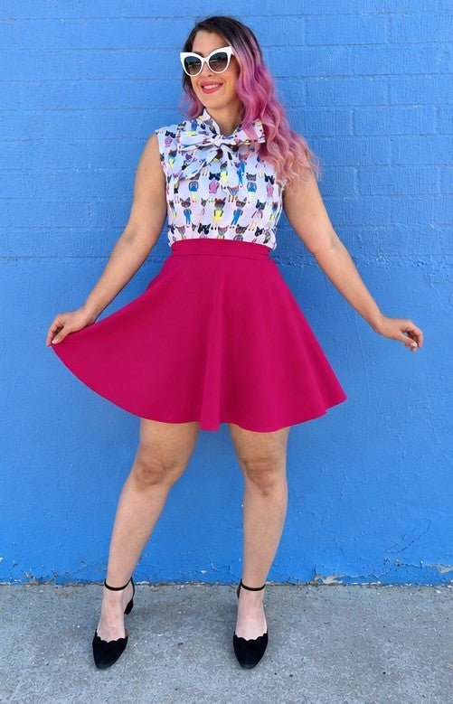Harper Skater Skirt in Pink from KADOU Boutique