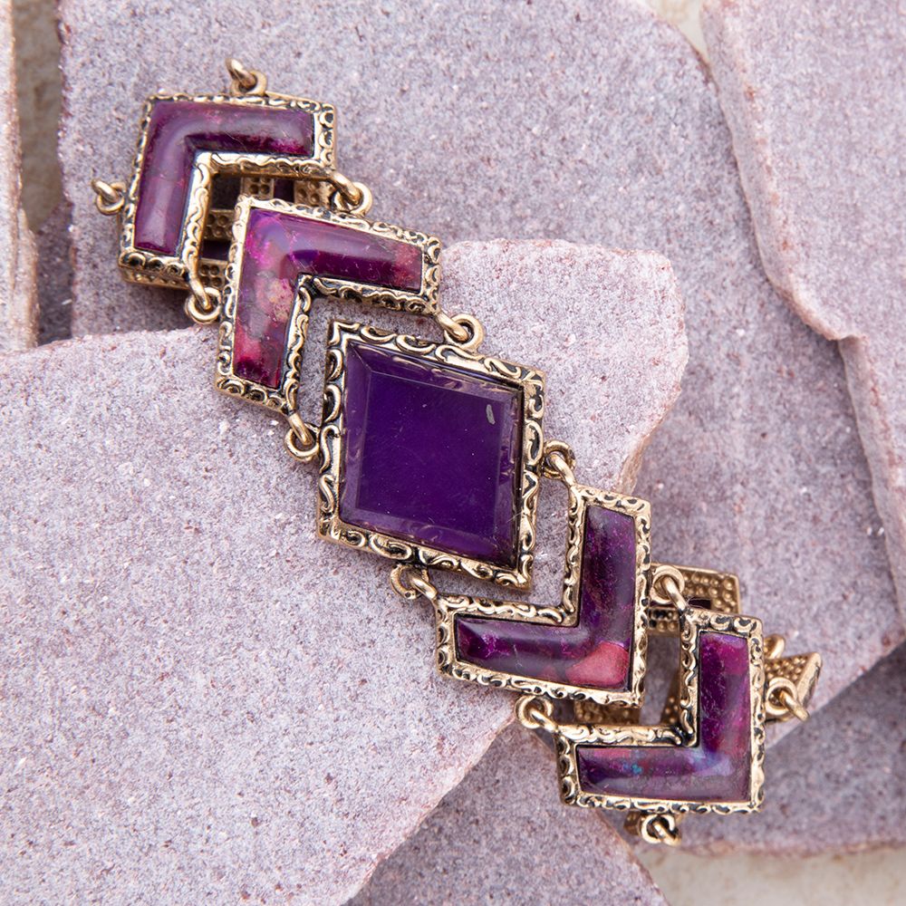 Pointedly Purple Turquoise Golden Link Bracelet from KADOU Boutique