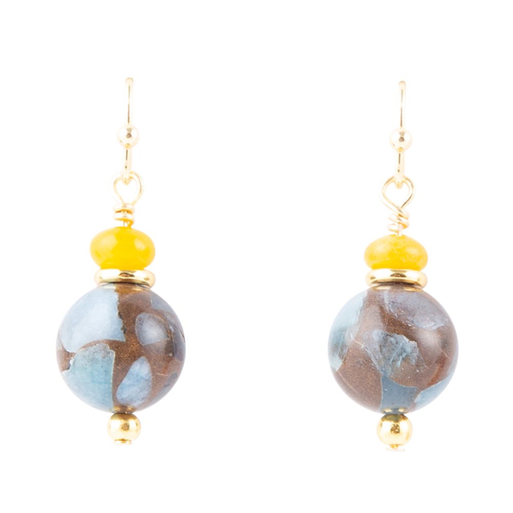 Prairie Quartz and Jade Drop Earrings