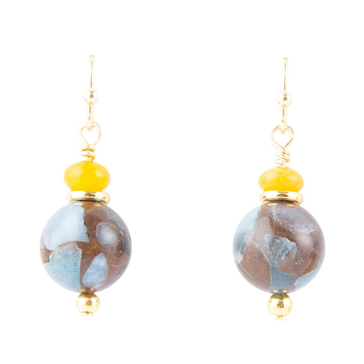 Prairie Quartz and Jade Drop Earrings