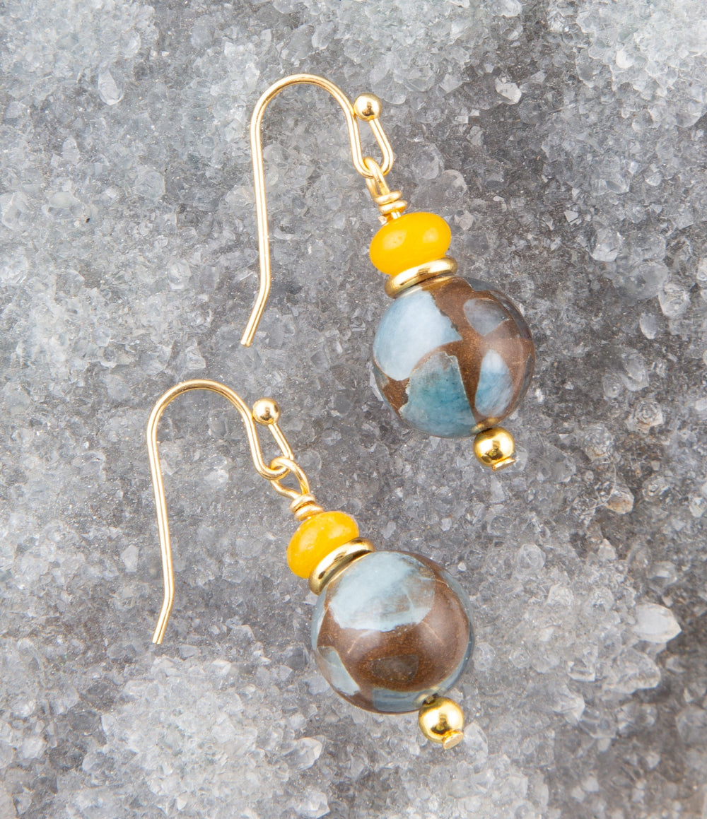 Prairie Quartz and Jade Drop Earrings from KADOU Boutique