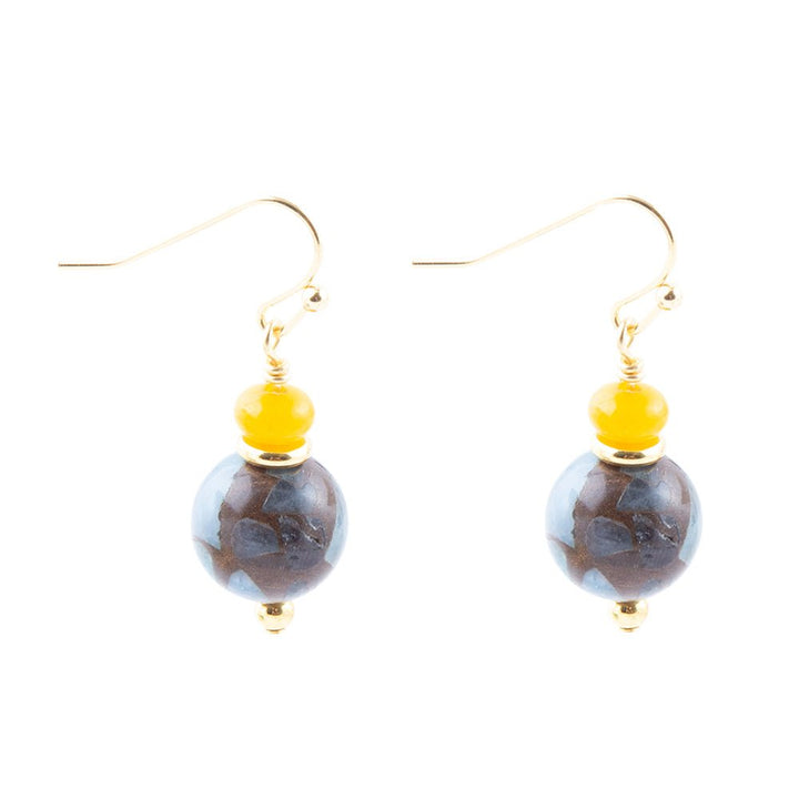 Prairie Quartz and Jade Drop Earrings