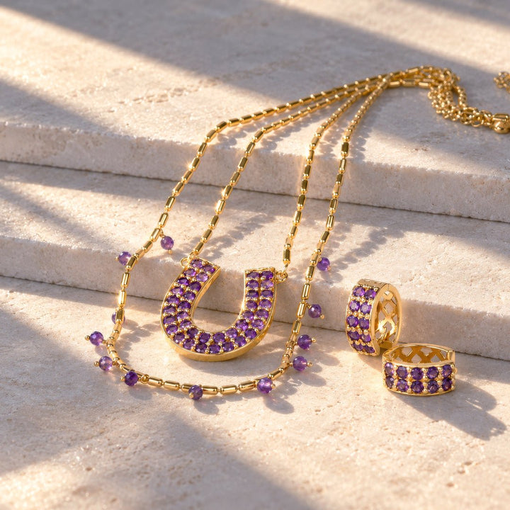 Prism - Amethyst Pave Horseshoe Earring