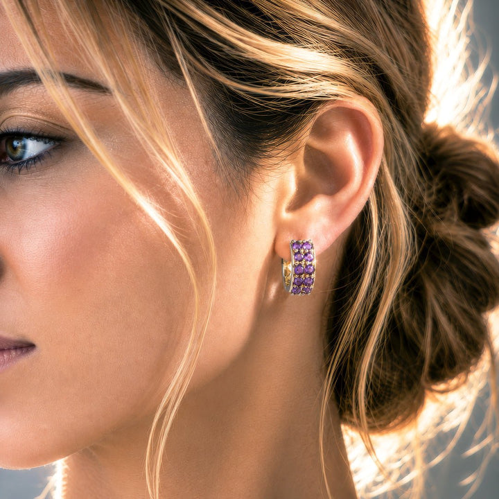 Prism - Amethyst Pave Horseshoe Earring from KADOU Boutique