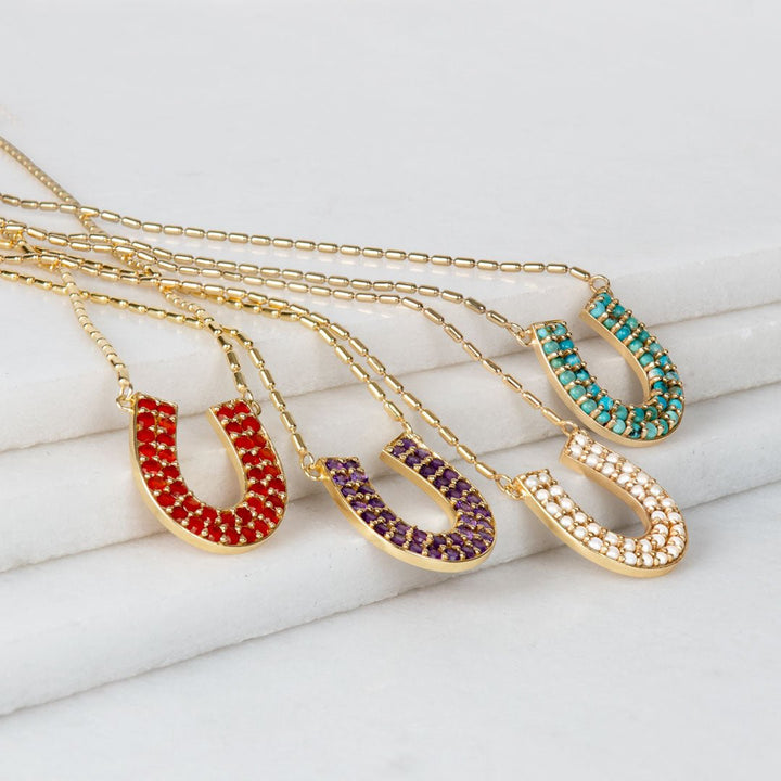 Prism - Carnelian Pave Horseshoe Earring