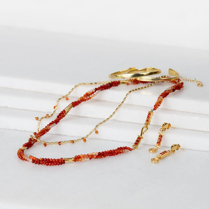 Prism - Carnelian Pave Horseshoe Earring