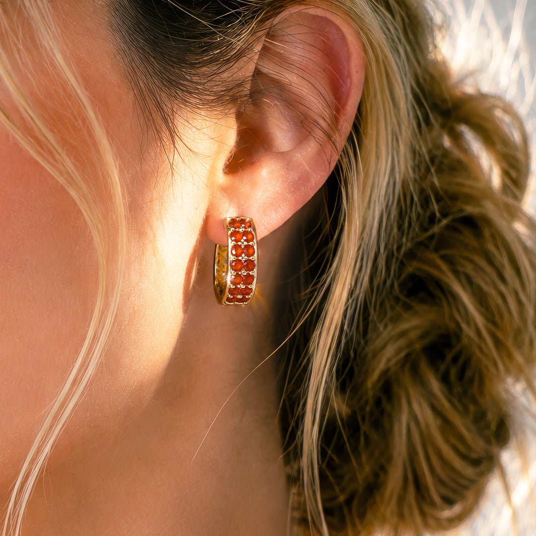 Prism - Carnelian Pave Horseshoe Earring from KADOU Boutique