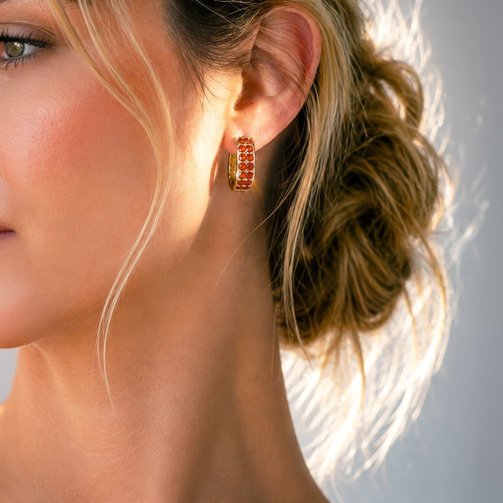 Prism - Carnelian Pave Horseshoe Earring from KADOU Boutique