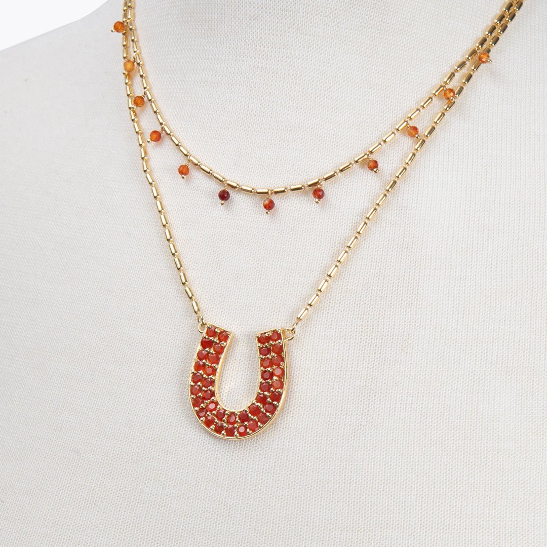 Prism - Carnelian Pave Horseshoe Earring