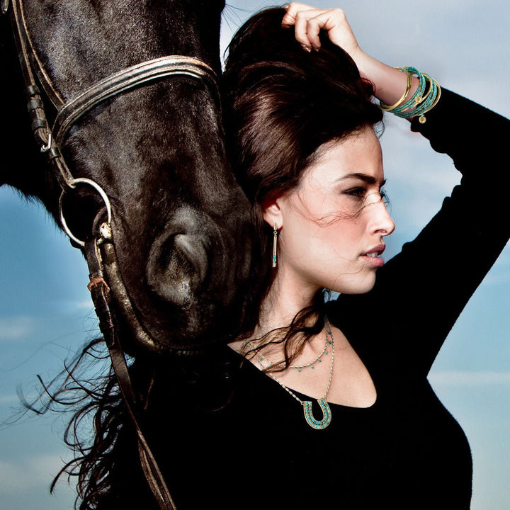 Prism - Turquoise Pave Horseshoe Earring