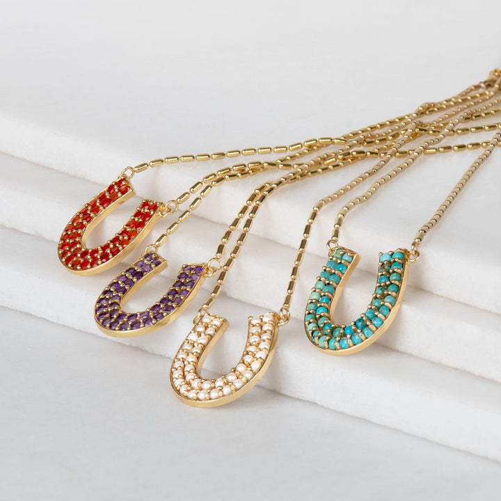 Prism - Turquoise Pave Horseshoe Earring