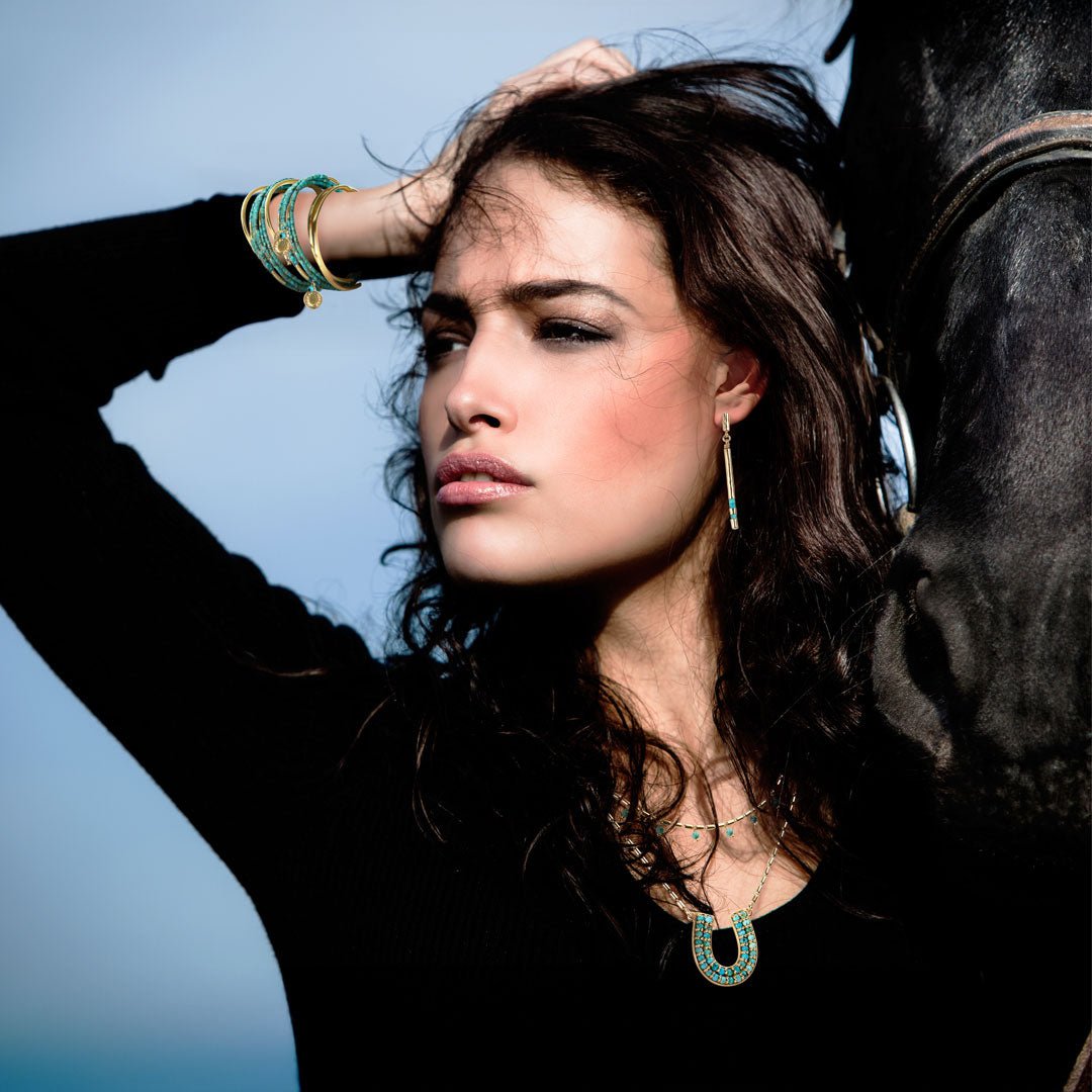 Prism - Turquoise Pave Horseshoe Earring
