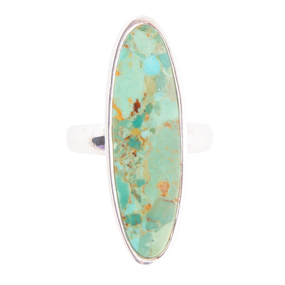 Pueblo Blue Turquoise and Sterling Silver Oval Ring