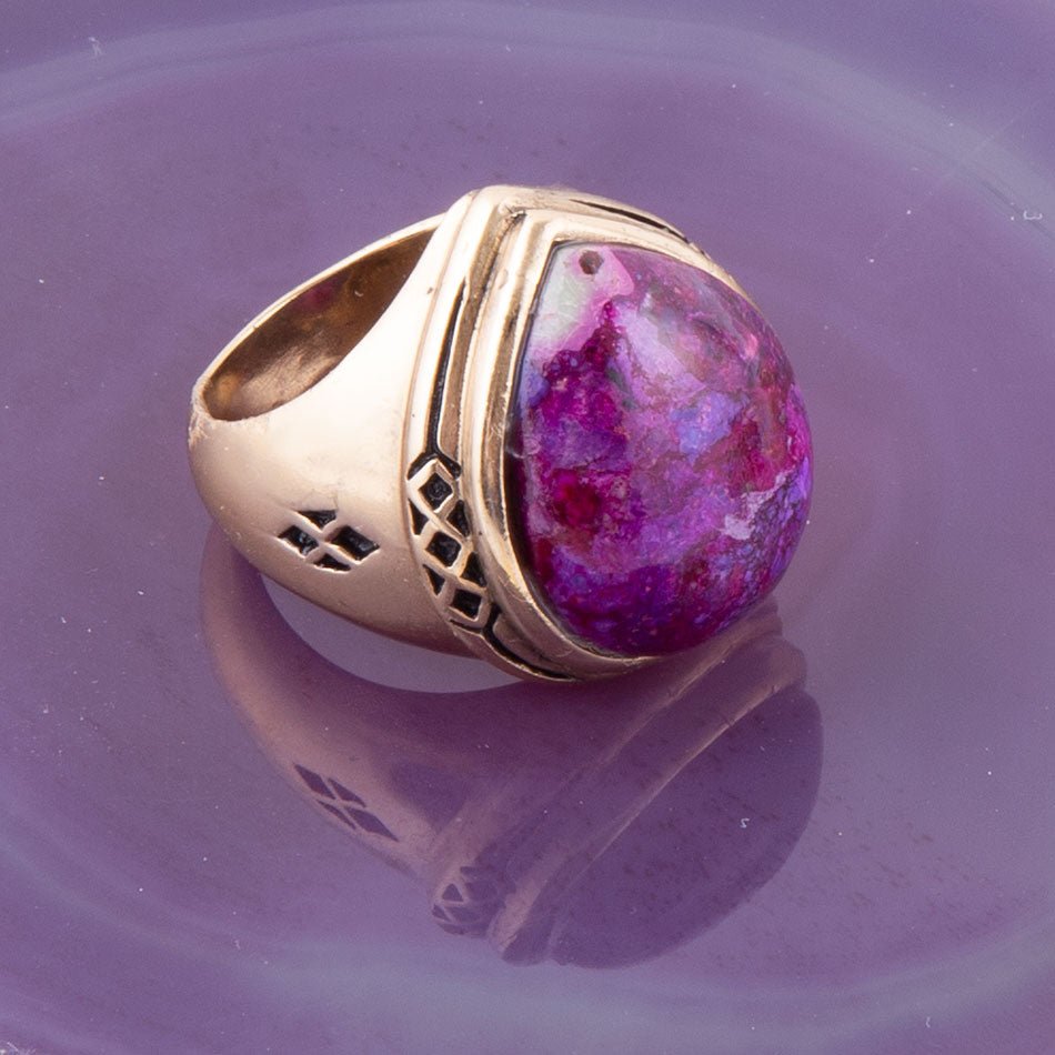 Purple Turquoise Golden Teardrop Ring from KADOU Boutique