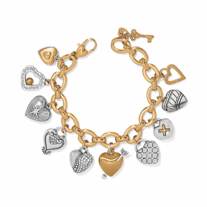 BRIGHTON ONE HEART LRG CHARM BRACELET