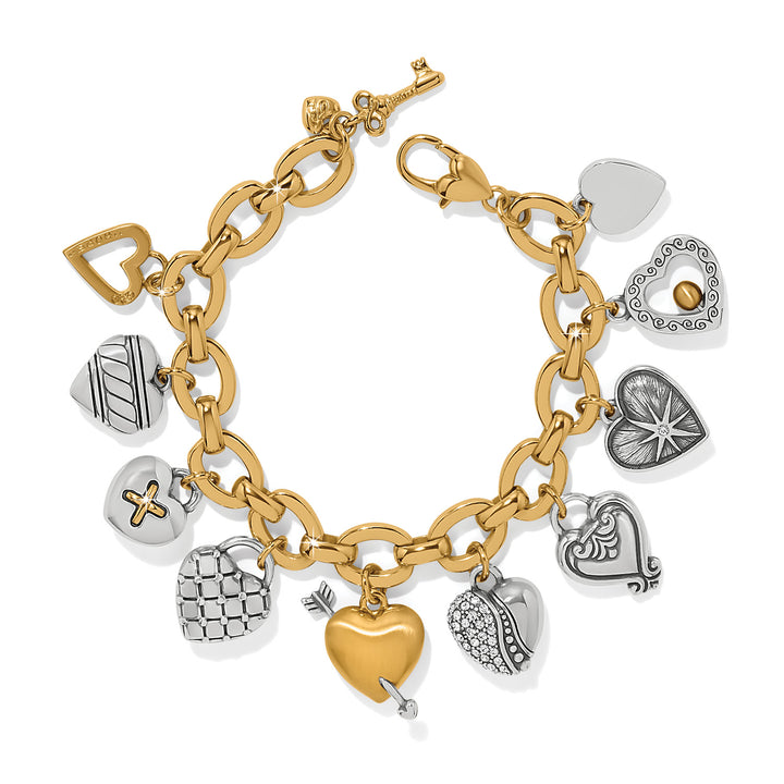 BRIGHTON ONE HEART LRG CHARM BRACELET
