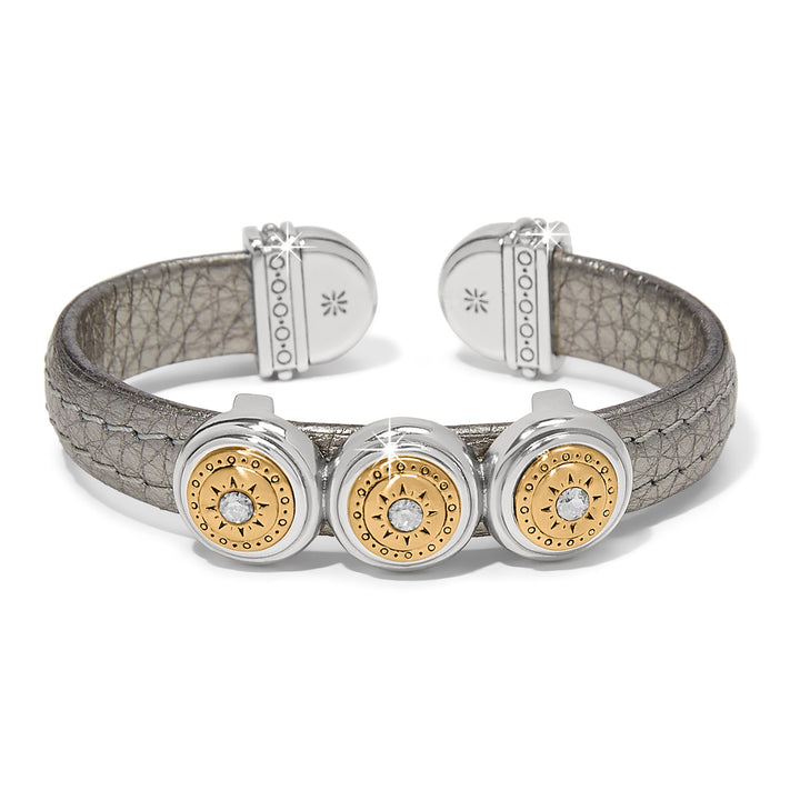 Brighton Mosaic Two Tone Leather Disc Cuff Bracelet