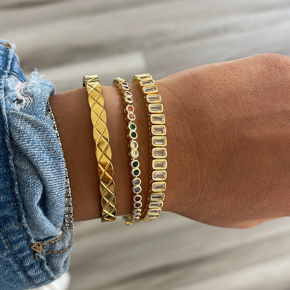 Rainbow Bezel Tennis Bracelet from KADOU Boutique