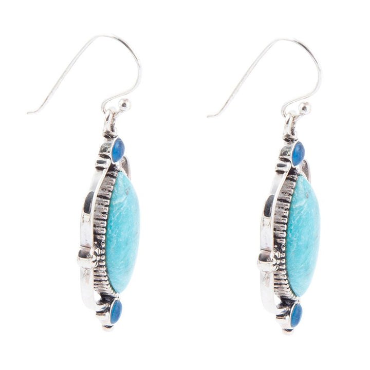Regal Blue Turquoise and Apatite Sterling Silver Drop Earrings
