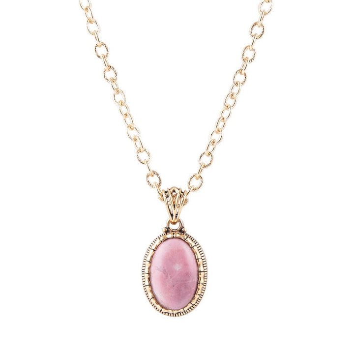 Rhodonite and Bronze Pendant Necklace