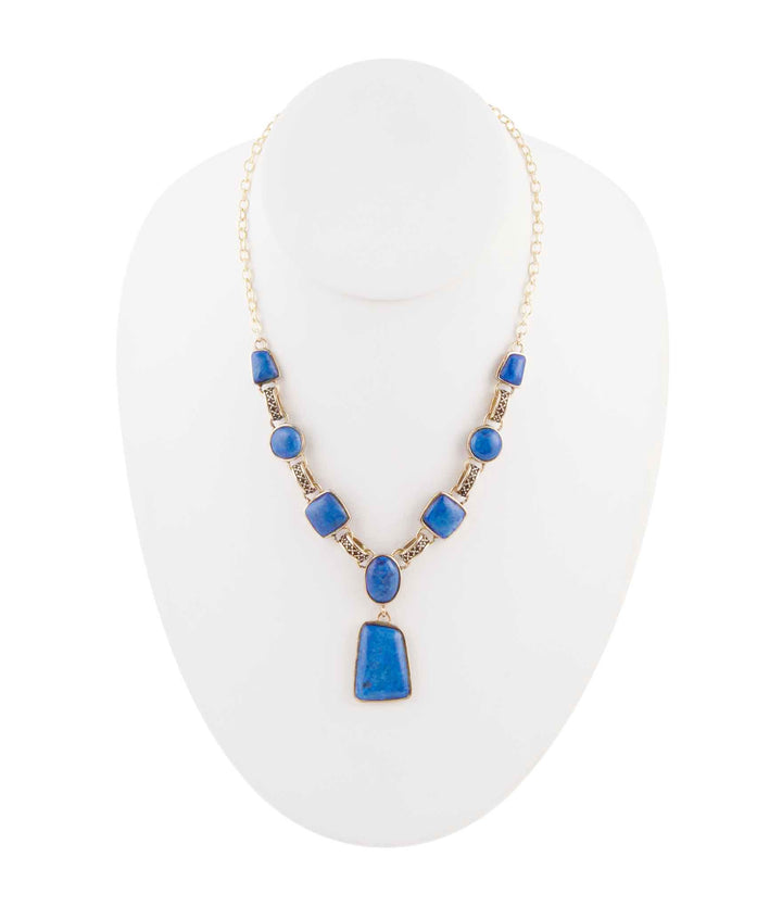 Royal Blue Lapis Golden Pendant Necklace