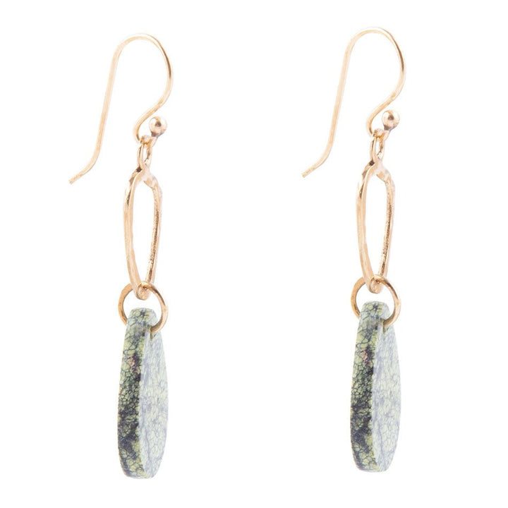 Russian Serpentine and Bronze Drop Earrings