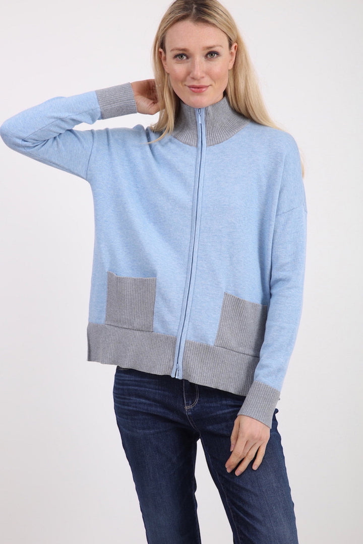 Pima Cotton Zip Boxy Jacket w/ Plaited Ribs 