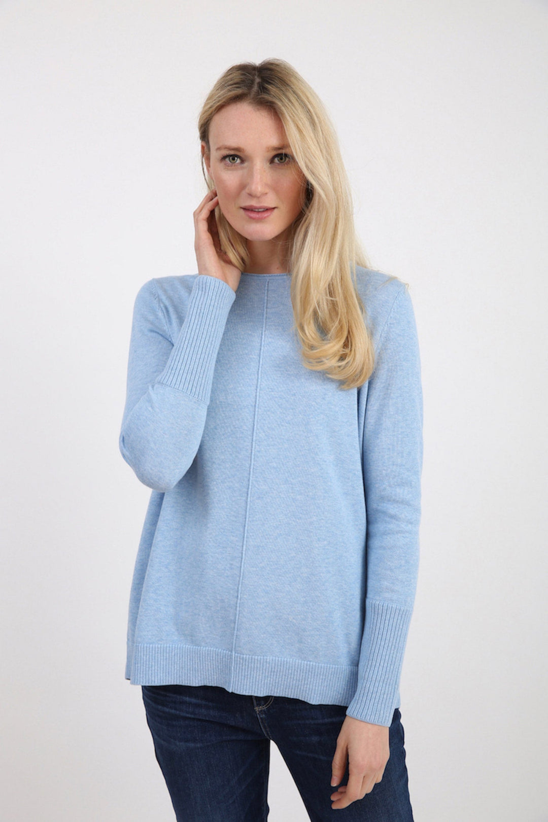 Pima Cotton Jewel Neck Pullover 