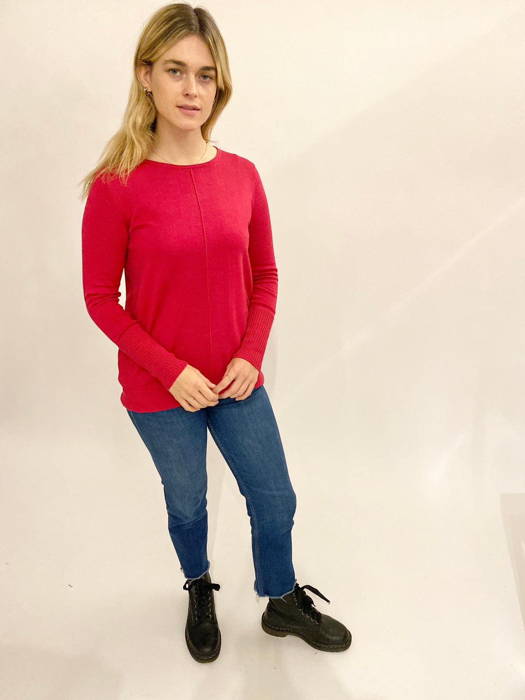 Pima Cotton Jewel Neck Pullover 