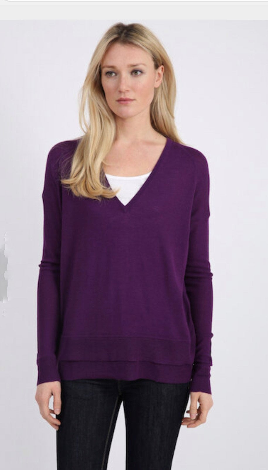 Merino Wool Deep V-Neck Jumper  