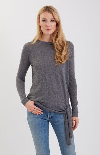 Cashmere Crew Neck With Tie Hem  
