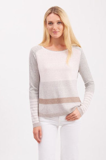 Pima Cotton Color Block Crew Neck 