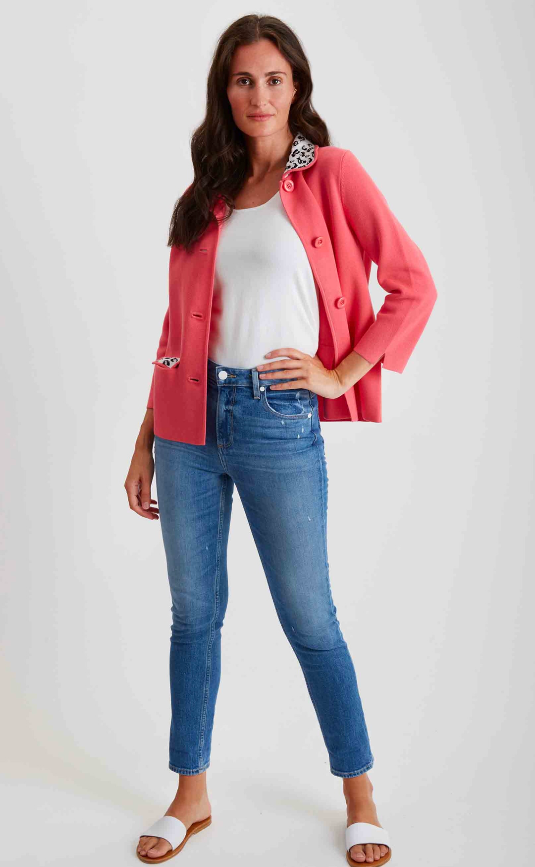 Pima Cotton Leopard Trim Jacket 