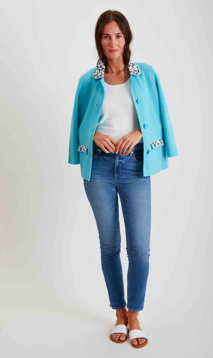 Pima Cotton Leopard Trim Jacket 