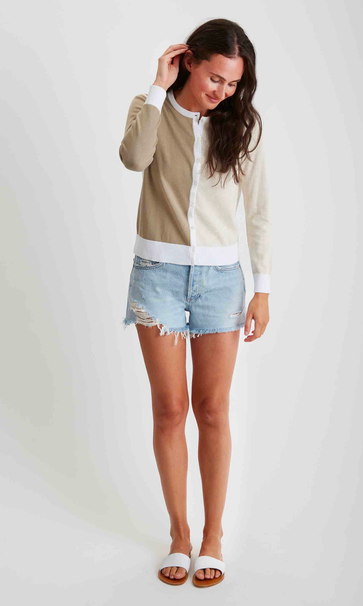 Pima Cotton Color-block Cardigan 