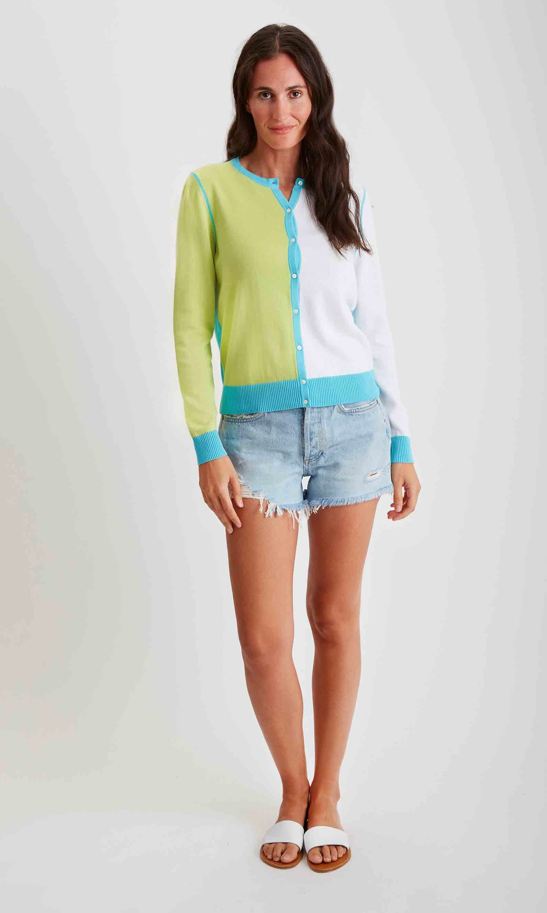 Pima Cotton Color-block Cardigan 