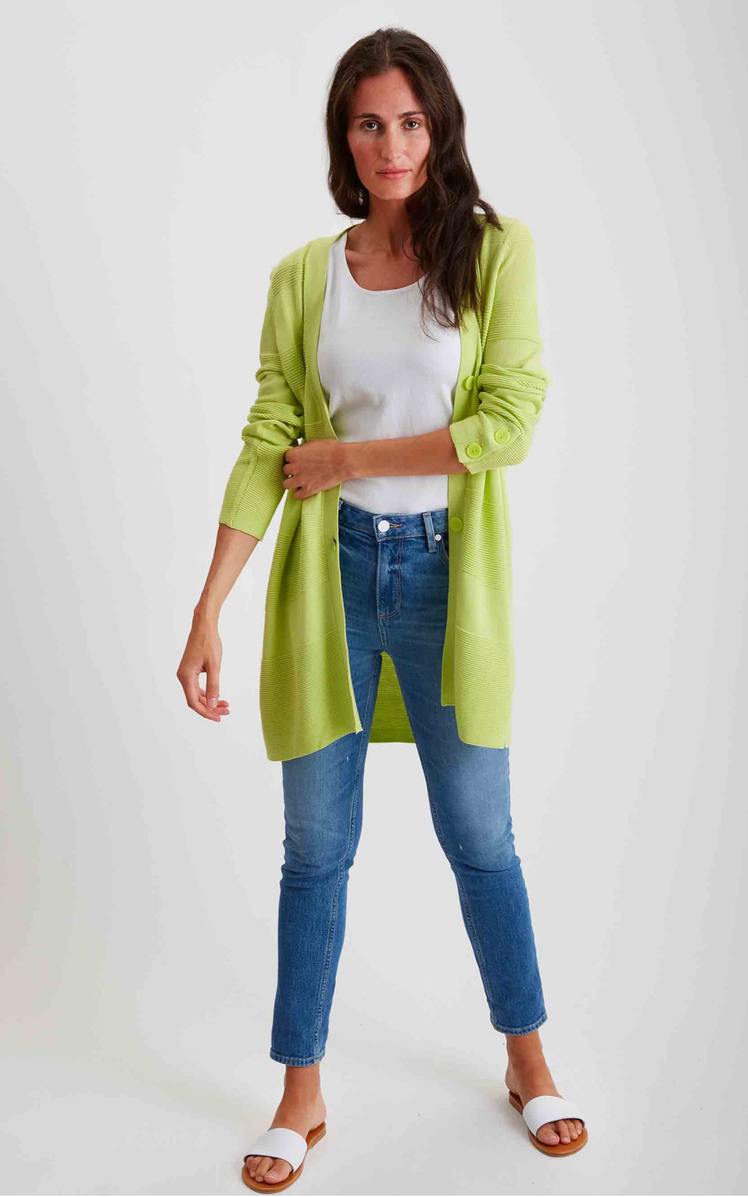 Pima Cotton Button Cuff Cardigan 