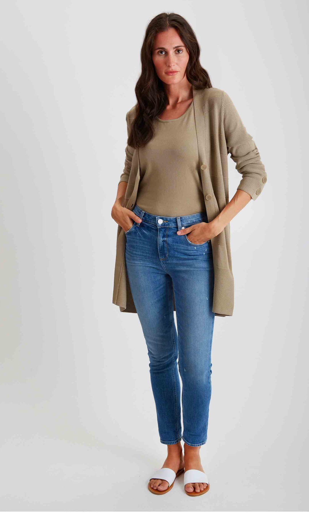 Pima Cotton Button Cuff Cardigan 