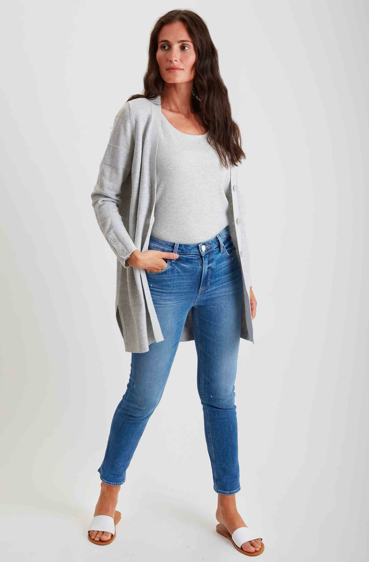 Pima Cotton Button Cuff Cardigan 
